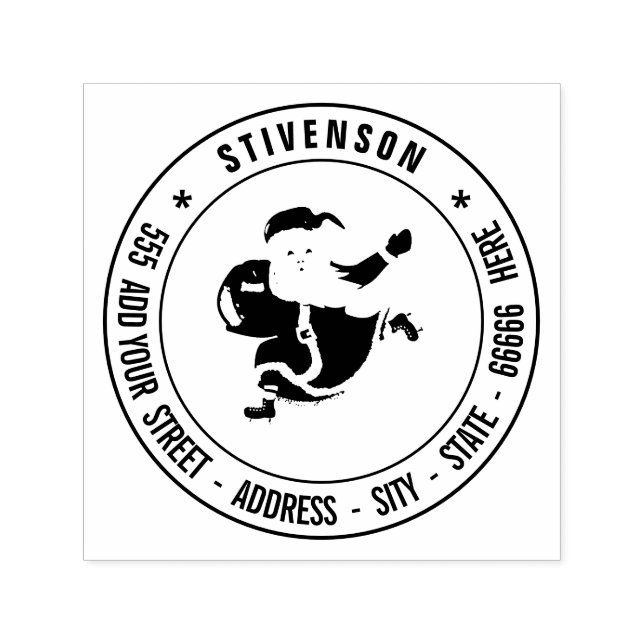Custom Christmas Address Stamp Template with Santa (Design)