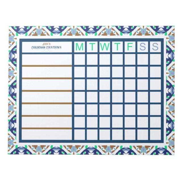 Custom Christmas ADHD Men’s Productivity Planner Notepad (Front)