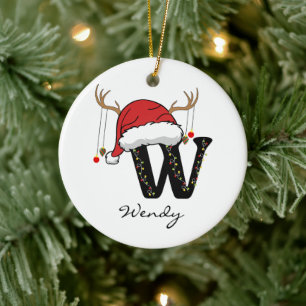 Custom Christmas Alphabet Monogram Mom Ornament
