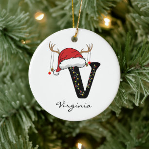 Custom Christmas Alphabet Ornament for Dad or Mom