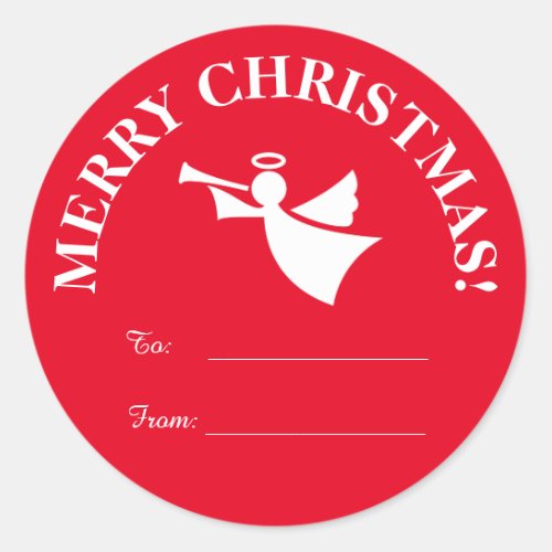 Custom Christmas angel to and from tag stickers