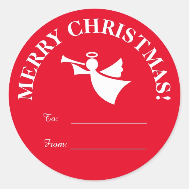 Custom Christmas angel to and from tag stickers (Front)