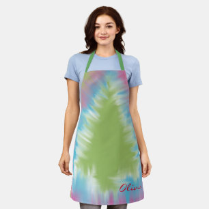 Custom Christmas Apron - Tie Dye Tree Name Gift