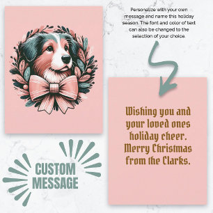 Custom Christmas Australian Shepherd Dog Wreath Card