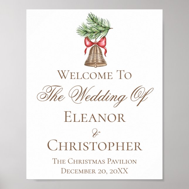 Custom Christmas Bell Wedding Downloadable Poster (Front)