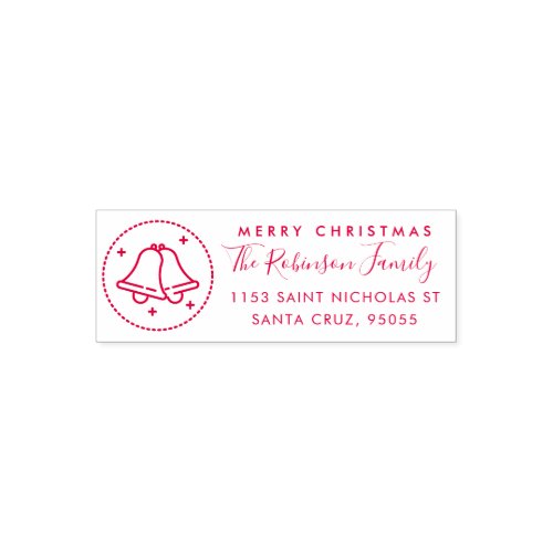 Custom Christmas Bells Family Name Return Address Self_inking Stamp