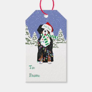 Custom Christmas Bernese Mountain Holiday Dog Gift Tags