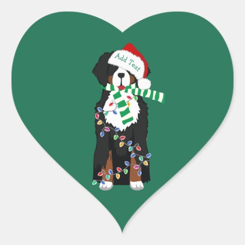 Custom Christmas Bernese Mountain Holiday Dog Heart Sticker