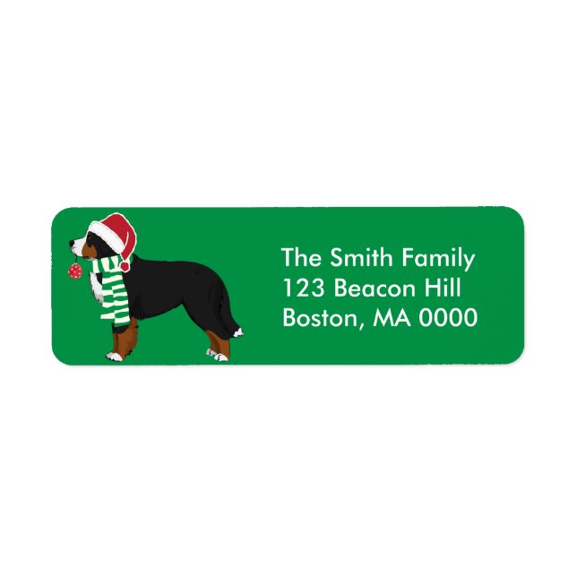 Custom Christmas Bernese Mountain Holiday Dog Label (Front)