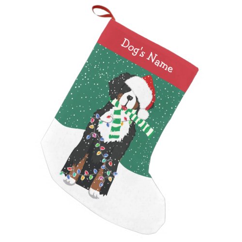 Custom Christmas Bernese Mountain Holiday Dog Small Christmas Stocking