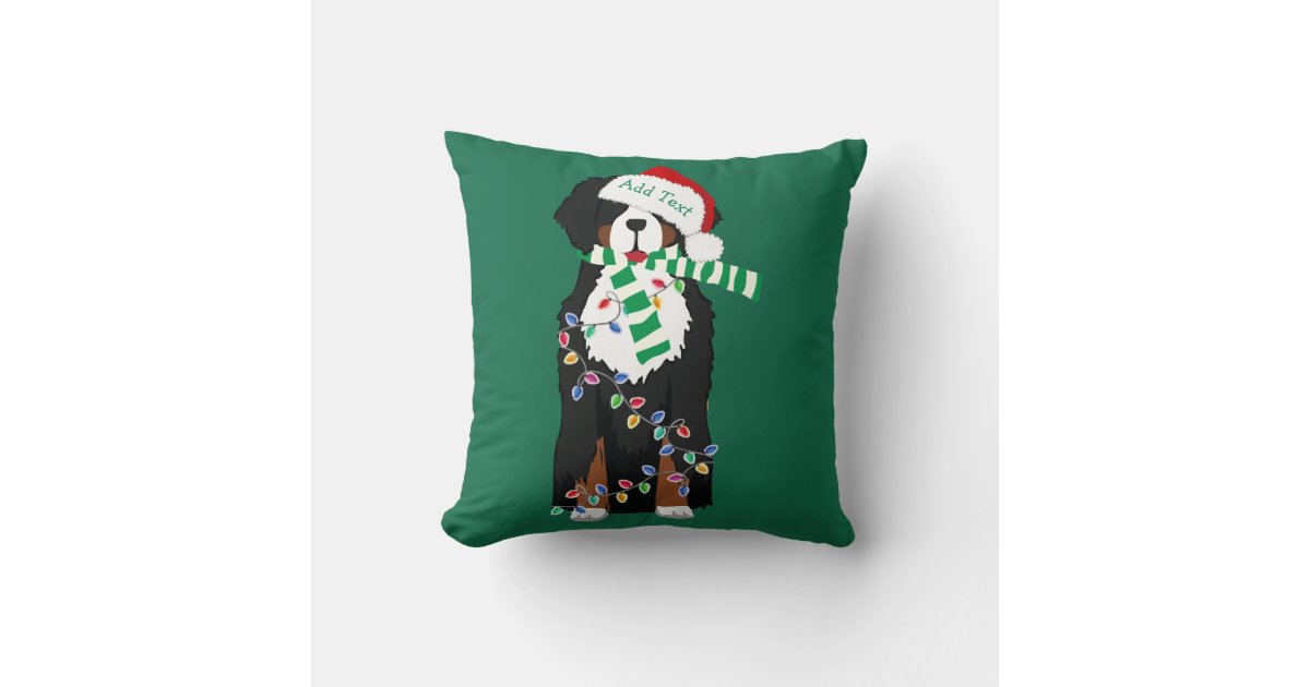 Custom Christmas Bernese Mountain Holiday Dog Throw Pillow Zazzle