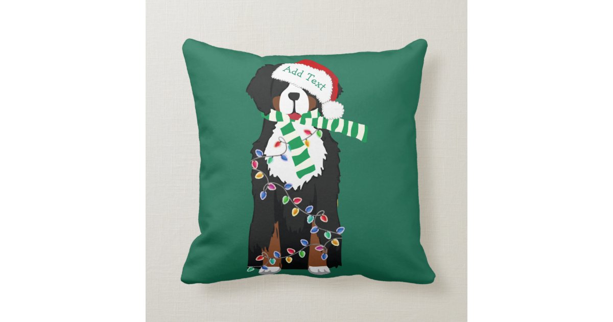 Custom Christmas Bernese Mountain Holiday Dog Throw Pillow