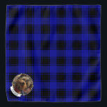 Custom Christmas Blue and Black Plaid Photo Frame Bandana<br><div class="desc">Fun Christmas holiday photo frame template with a blue and black plaid pattern background. Copyright © Angi Laframboise.</div>