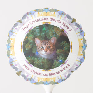 Custom Christmas Blue Yellow Purple Family Photo Balloon