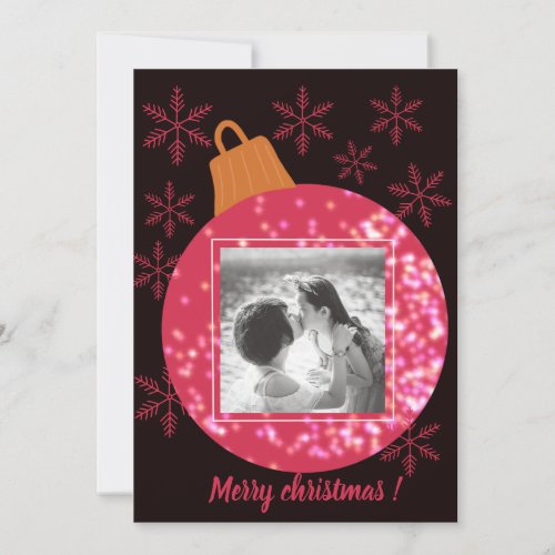 Custom christmas card photo collage black bauble