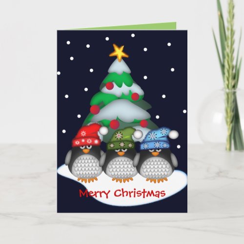 Custom Christmas card with Penguins  Text
