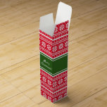 Custom Christmas cardboard wine bottle gift boxes<br><div class="desc">Custom Christmas cardboard paper wine bottle gift boxes. Green and red Nordic snowflake pattern packaging design aka Ugly Christmas Sweater print. Cute design with personalized Merry Christmas greetings and family name. Trendy Holiday party favor or thank you gift idea for friends, family, neighbors, co workers, employee, staff, personnel, company boss,...</div>