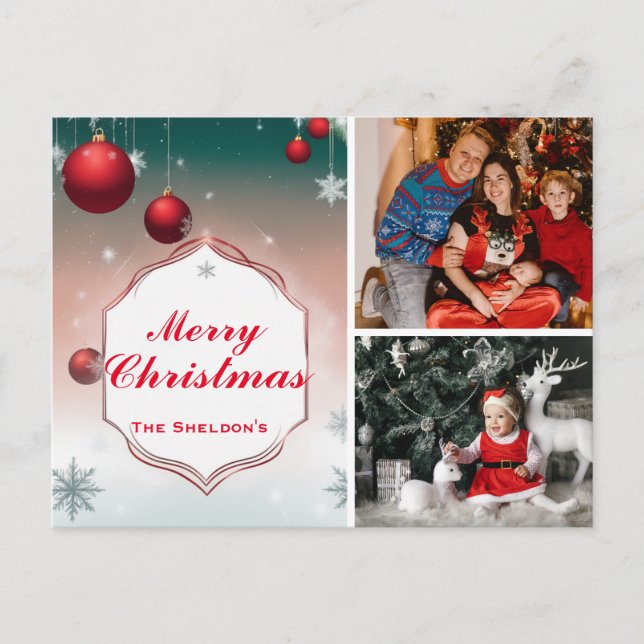 Custom Christmas Cards, Personalized Photo Holiday Postcard (Front)