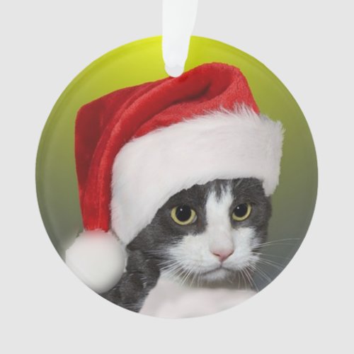 Custom Christmas Carol Tuxedo Cat Photo Ornament