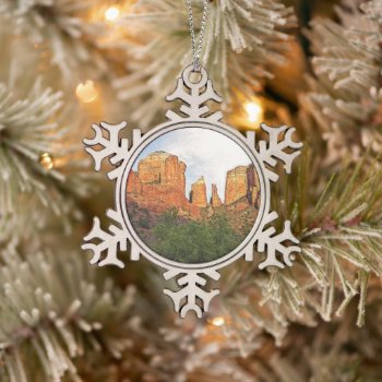 Custom Christmas Cathedral Rock Sedona Snowflake Pewter Christmas Ornament by CreativeMastermind at Zazzle