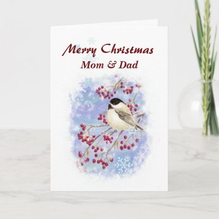 Custom Christmas Chickadee Winter Bird Scripture Holiday Card