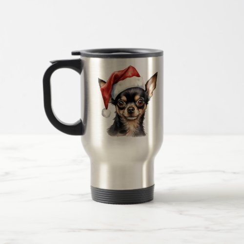 Custom Christmas Chihuahua Dog Photo Travel Mug