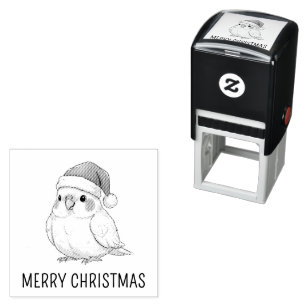 Custom Christmas Cockatiel Wearing Santa Hat Self-inking Stamp