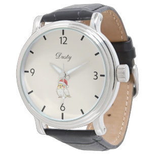 Custom Christmas Cockatiel Wearing Santa Hat Watch