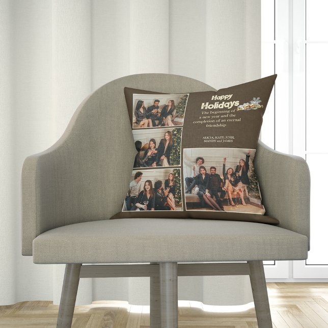 Custom Christmas Collage Photo Throw Pillow (Creator Uploaded)