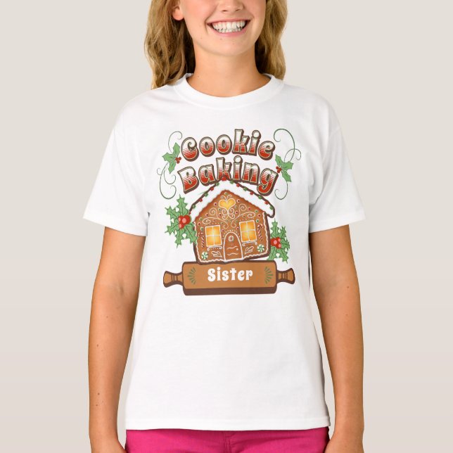 Custom Christmas Cookie Baking Gingerbread House  T-Shirt (Front)