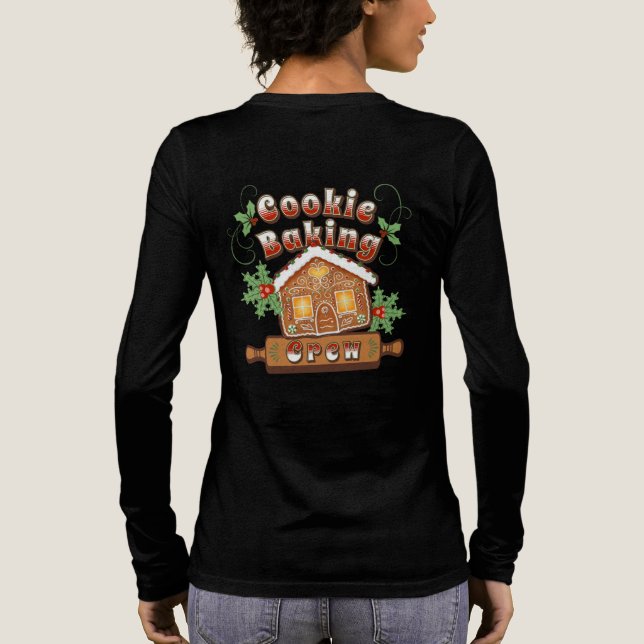 Custom Christmas Cookie Baking Gingerbread House  Tri-Blend Shirt (Back)