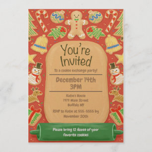 Custom Christmas Cookie Illustrated Invitation