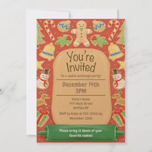 Custom Christmas Cookie Illustrated Invitation