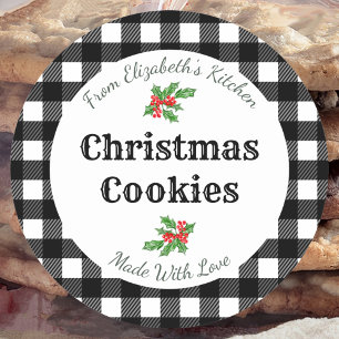 Custom Christmas Cookie Labels White Buffalo Plaid