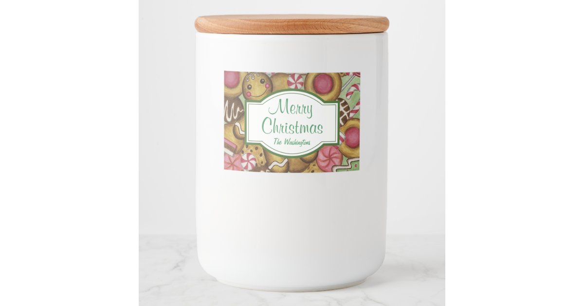 Custom Christmas Cookies Jar Food Stickers Labels | Zazzle