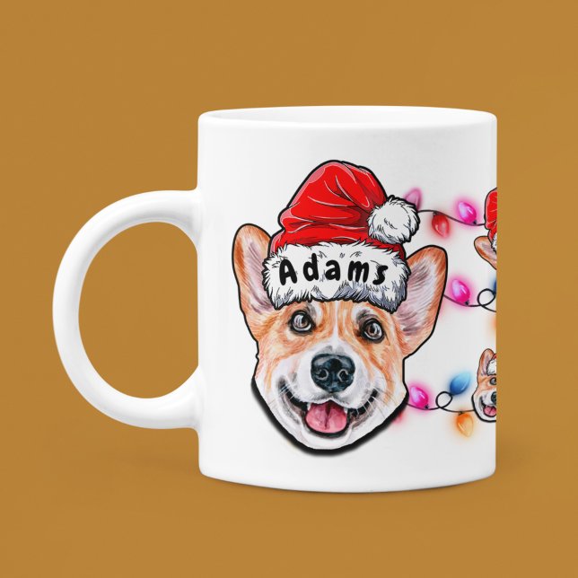 Custom Christmas Corgi Head Santa Hat Dog Coffee Mug (Creator Uploaded)