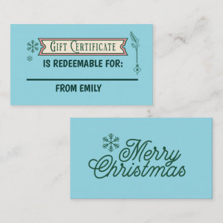 Custom Christmas Coupon Card Redeemable Gift