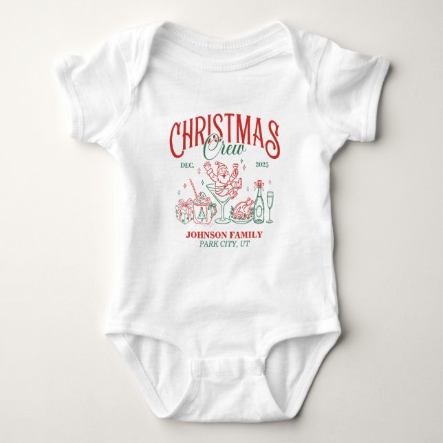 Custom Christmas Crew Matching Family Group Baby Bodysuit (Front)