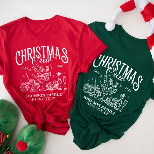 Custom Christmas Crew Matching Family Group T-Shirt