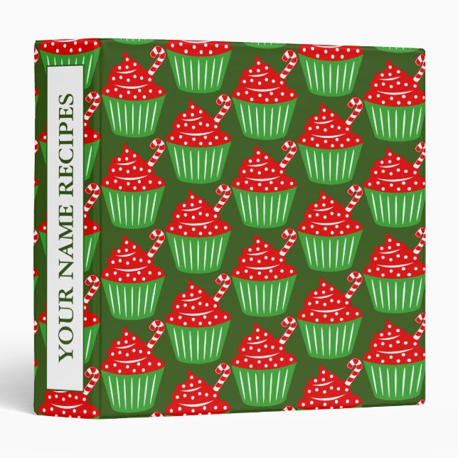 Custom Christmas cupcake recipe binder cookbook (Front/Spine)