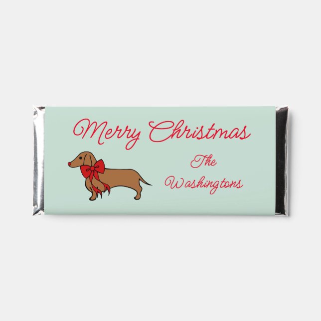 Custom Christmas Dachshund Gift Hershey Bar Favors (Front)