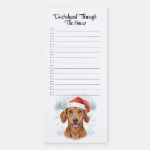 Custom Christmas Dachshund Through The Snow Magnetic Notepad