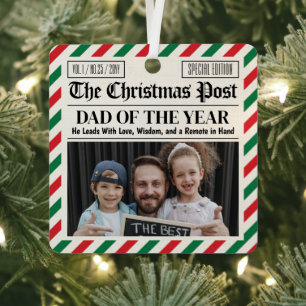 Custom Christmas Dad Gift, Fun Dad Newspaper Metal Ornament