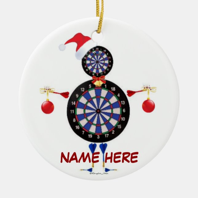 Custom Christmas Dart Player Ceramic Ornament (Front)