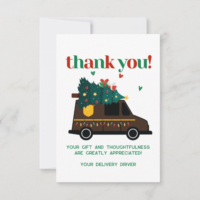 Custom Christmas Delivery Driver Thank You Card (Front)
