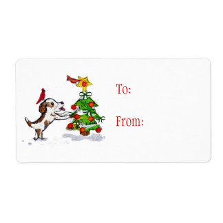Custom Christmas Dog & Cardinals Gift Labels