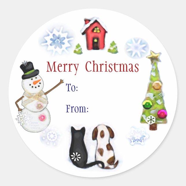 Custom Christmas Dog & Cat Address Stickers (Front)