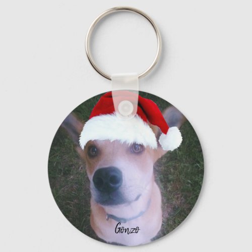 Custom Christmas Dog Photo Personalized Keychain