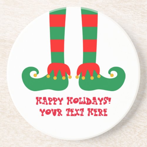 Custom Christmas elf feet funny Holiday coaster