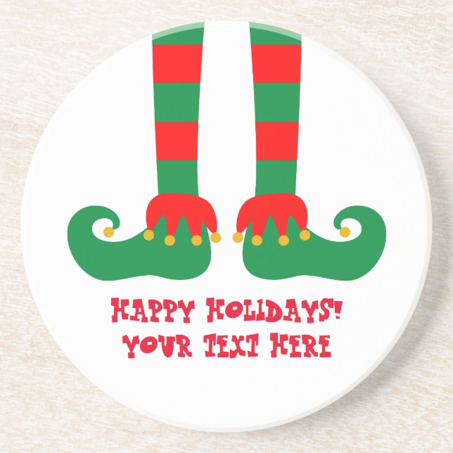 Custom Christmas elf feet funny Holiday coaster (Front)